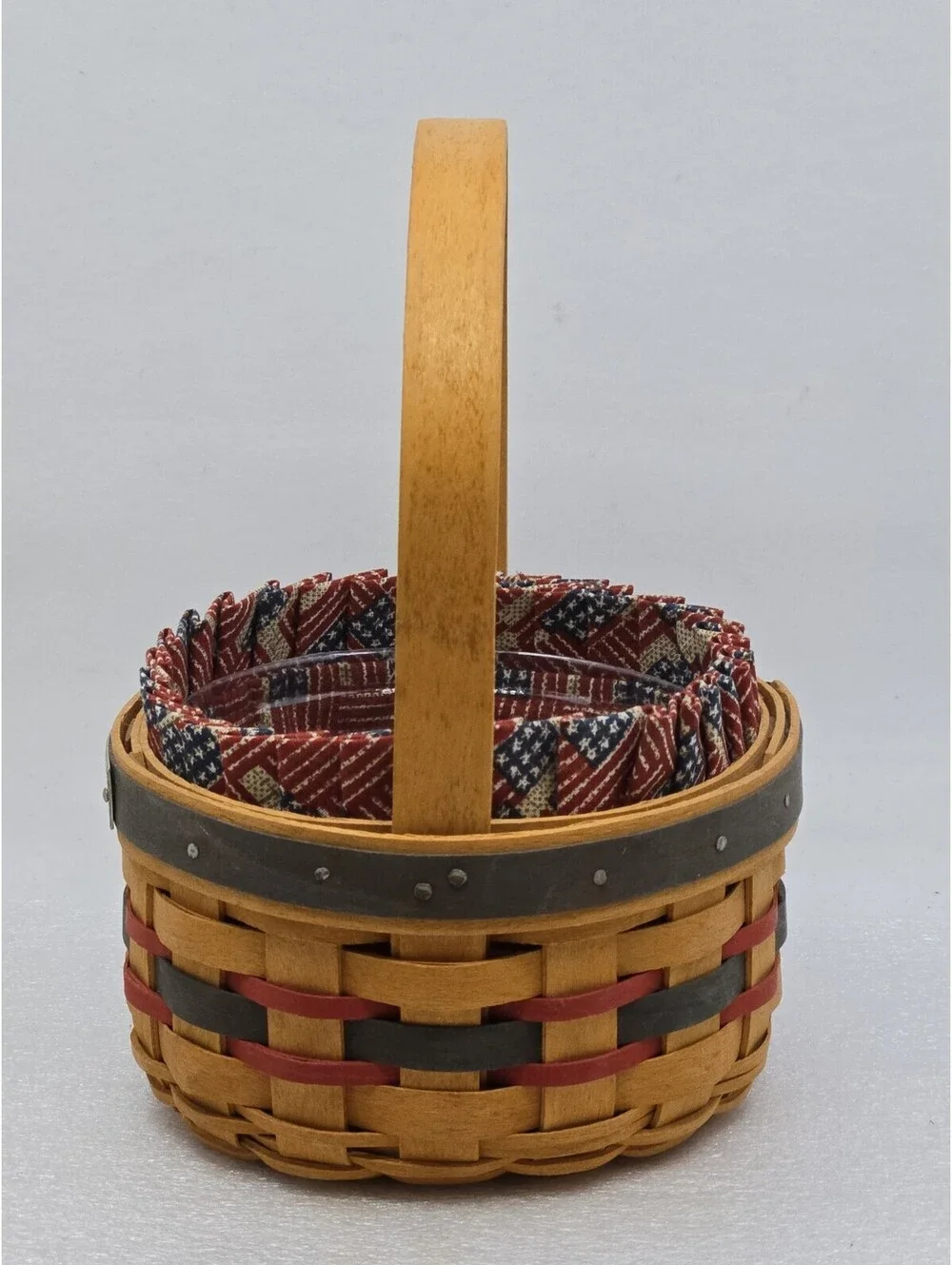 Longaberger 1997 Inaugural Basket Patriotic + Protector, Old Glory Flag Liner
